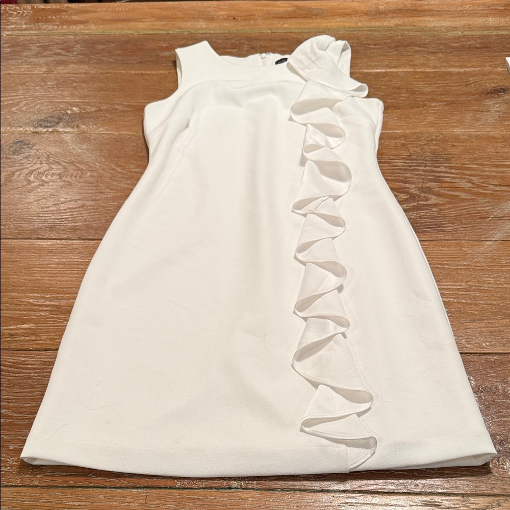 White House Black Market White Ruffle Mini Dress